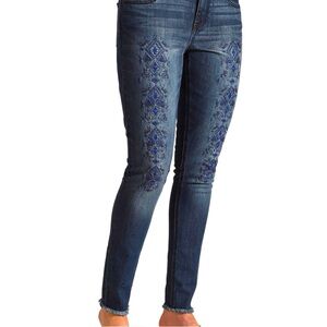 WRANGLER Women’s Embroidered Aztec Skinny Jeans sz 28 Festival Coachella Country
